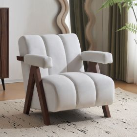Mid Century Modern Accent Chair with Solid Wood Frame, Upholstered Living Room Chairs with Thick Cushion, Comfy Tufted Arm Chair for Bedroom Mid Century Modern Accent Chair with Solid Wood Frame, Upholstered Living Room Chairs with Thick Cushion, Comfy Tufted Arm Chair for Bedroom